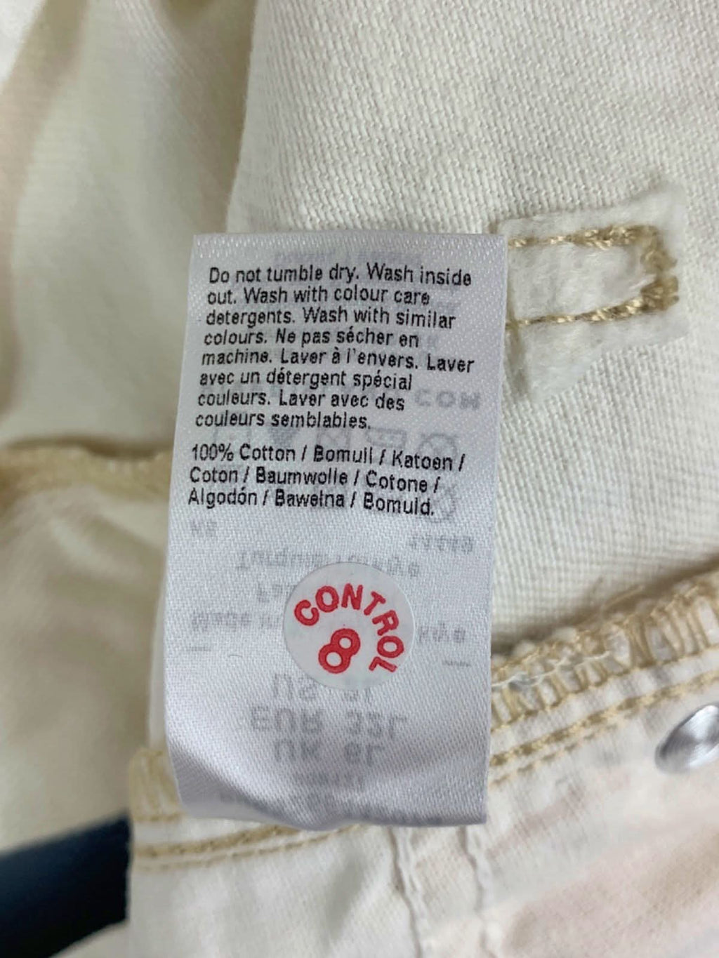 River Island Beige High Waist Wide Leg Denim Trousers UK 6