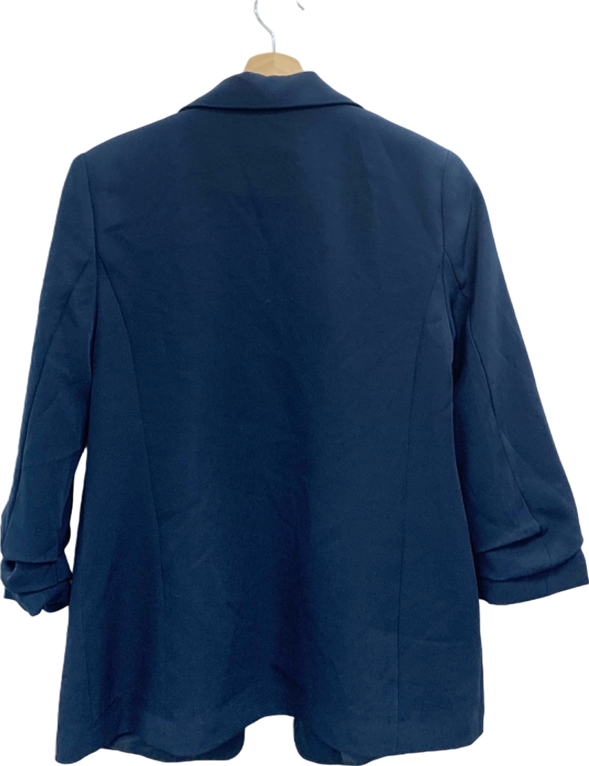 New Look Blue Ruched Sleeve Blazer UK 12