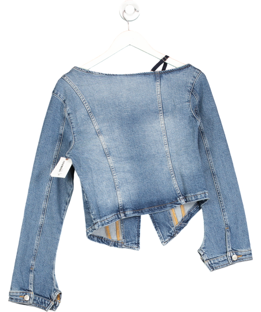 Good American Blue Asymmetric Denim Shirt UK S