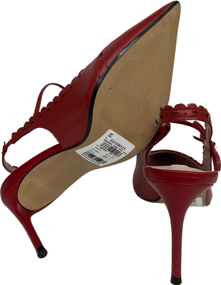 Tabitha Simmons X Next red Josephine Leather Point Toe Bow Brogue Detail Slingback Shoes UK 5.5 EU 38.5 👠