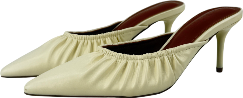 Topshop Yellow Dill Ruched Slip On Mid Heel Buttermilk UK 4 EU 37 👠
