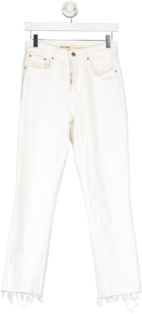 grlfrnd White Karolina High Rise Straight Leg Cropped Jeans W24