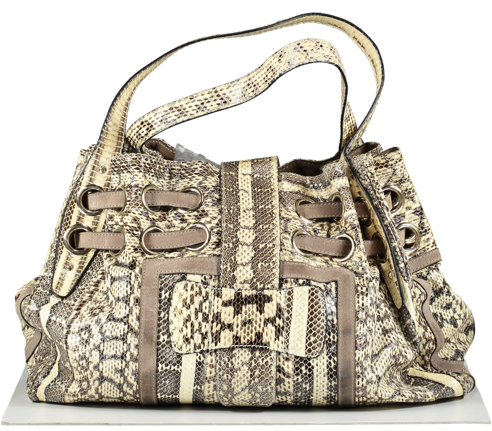 Jimmy Choo Beige Riki Snakeskin Hobo Handbag