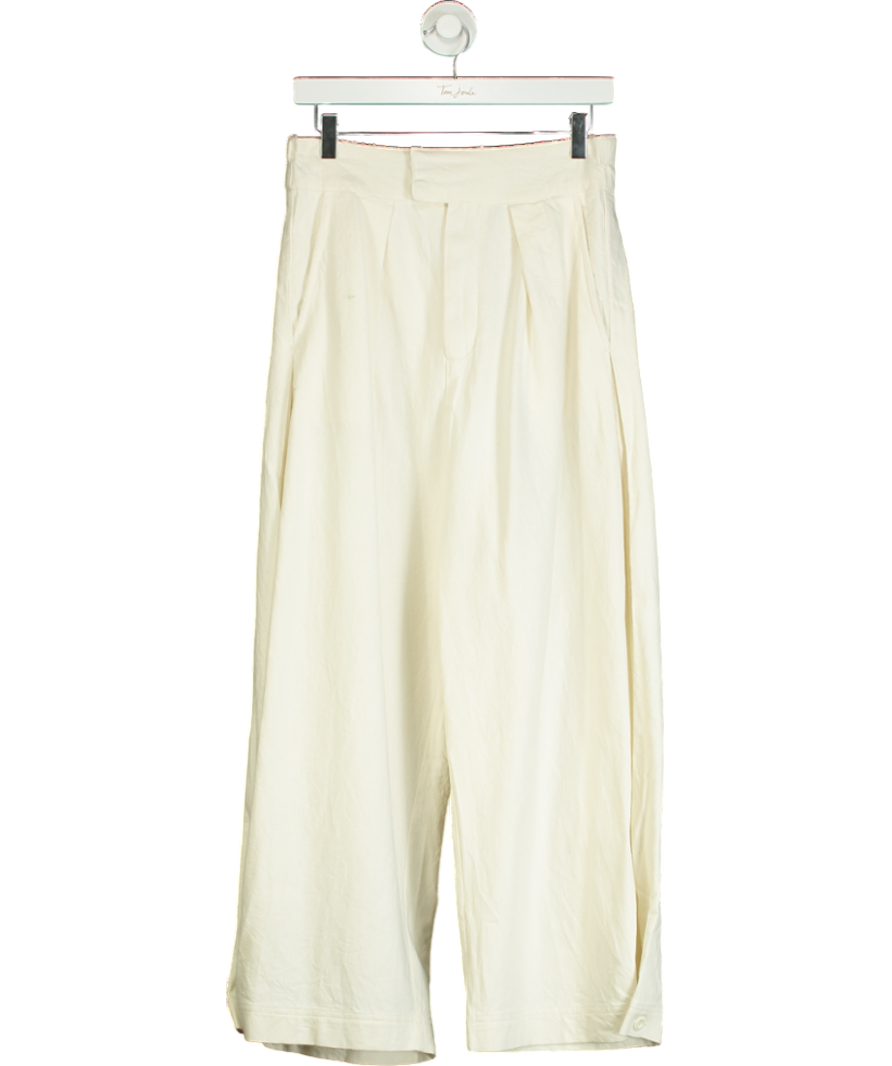 Cream Free People Green Elasticated Waist Wide Leg Trouser UK S