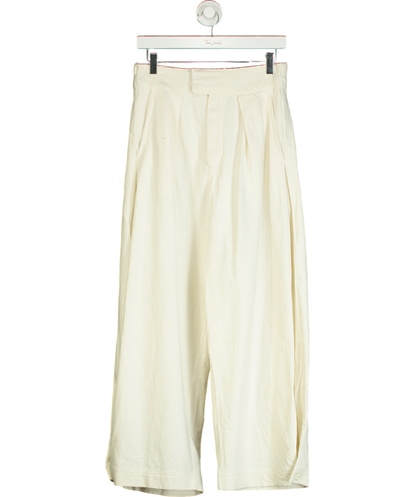 Cream Free People Green Elasticated Waist Wide Leg Trouser UK S