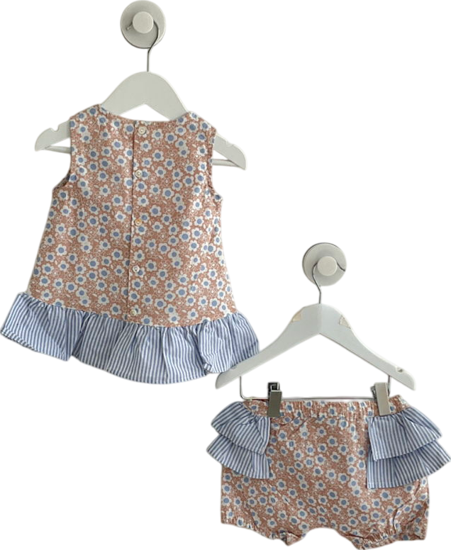 Newness Couture Pink & Blue Flower Dress Set 18 Months