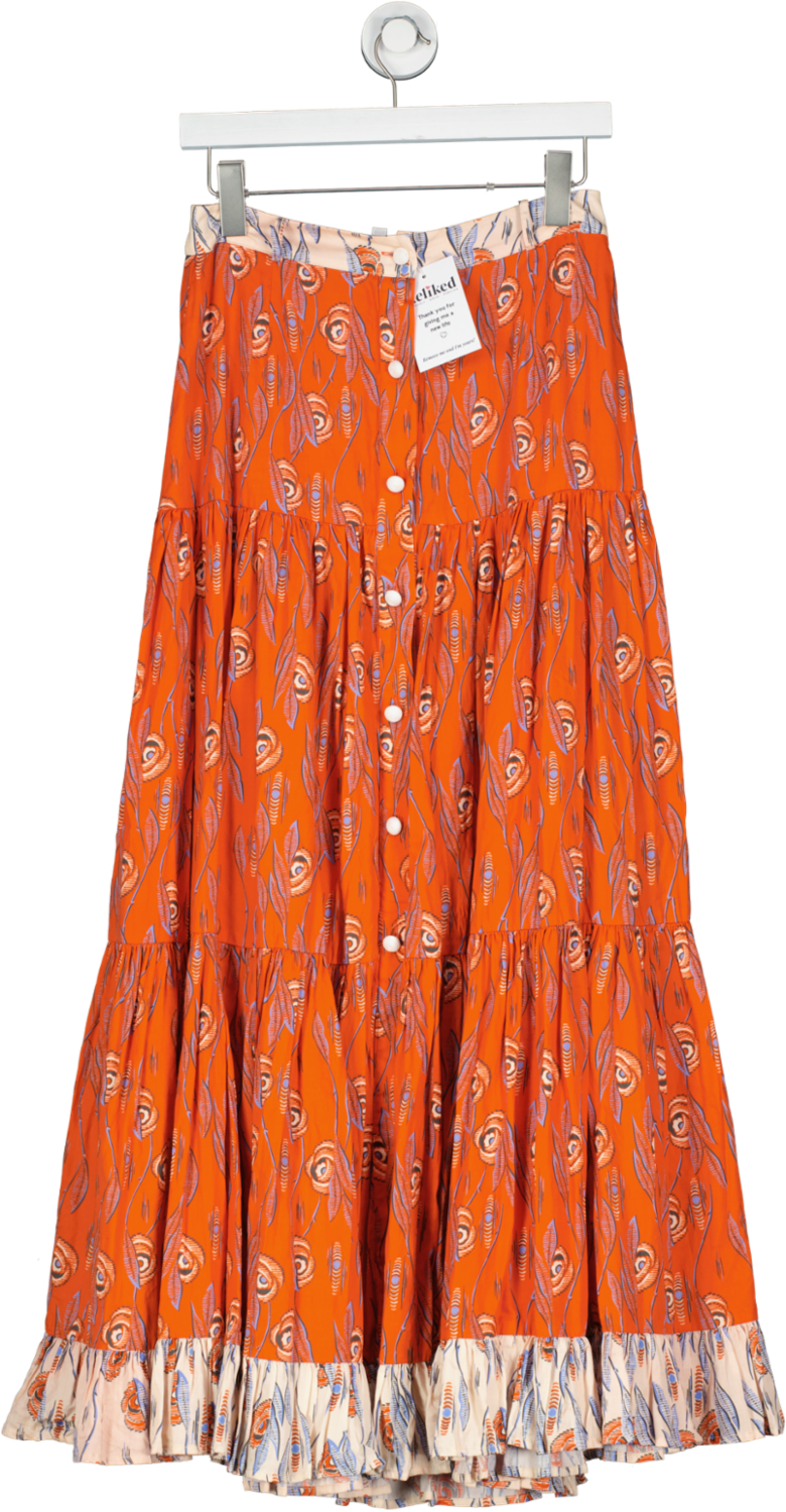 paolita Orange Button Maxi Skirt UK M