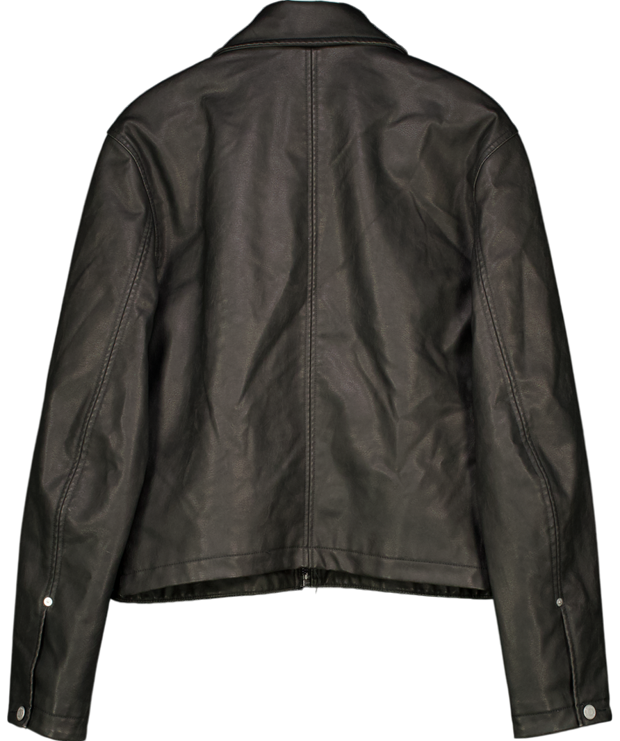 Weekday Black Shrunken Faux Leather Jacket UK M