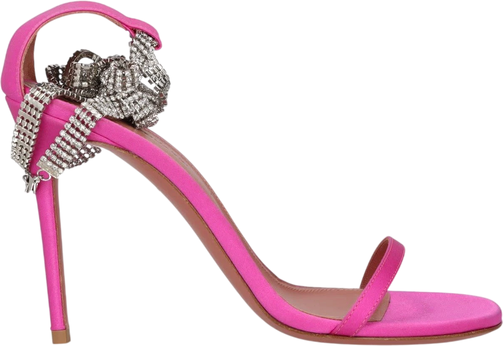 AMINA MUADDI Pink Georgia Crystal-strap Satin Wrap Sandals UK 4 EU 37