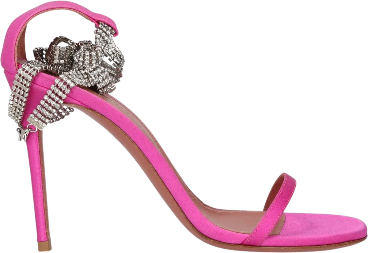 AMINA MUADDI Pink Georgia Crystal-strap Satin Wrap Sandals UK 4 EU 37