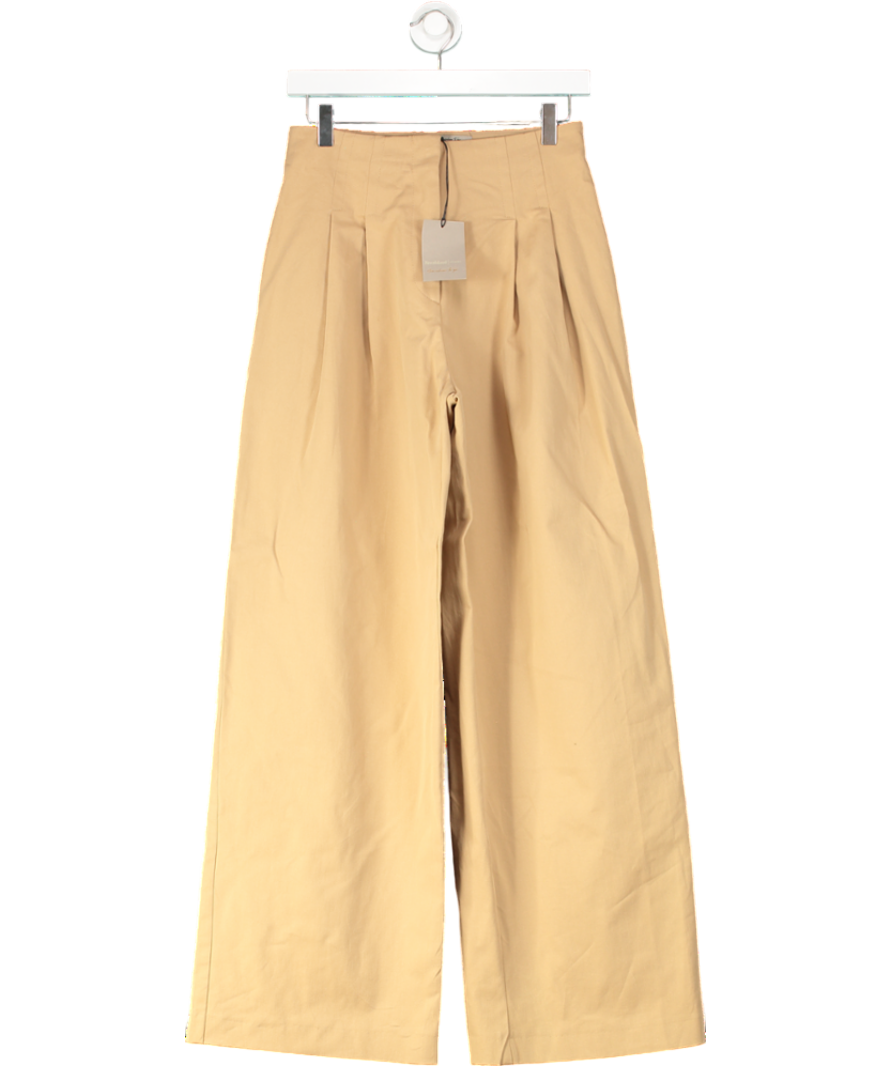 River Island Beige High Waisted Wide Leg Trousers UK 8