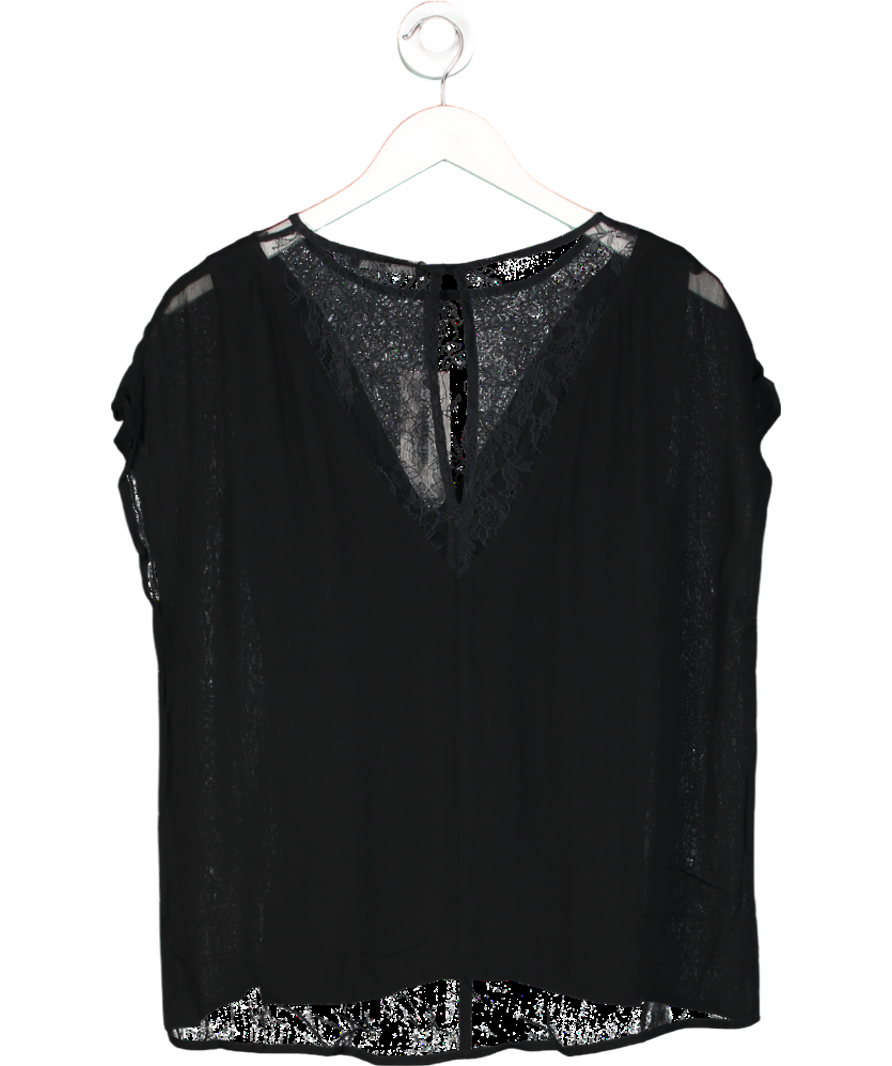 Set Black 100% Silk Lace T-shirt UK 8