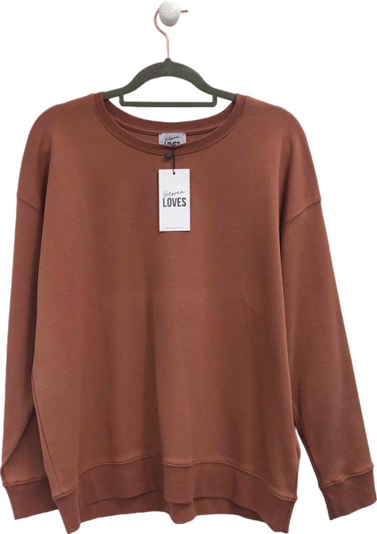 ELEVEN LOVES Brown THE PERFECT CREW NECK SWEATSHIRT UK M