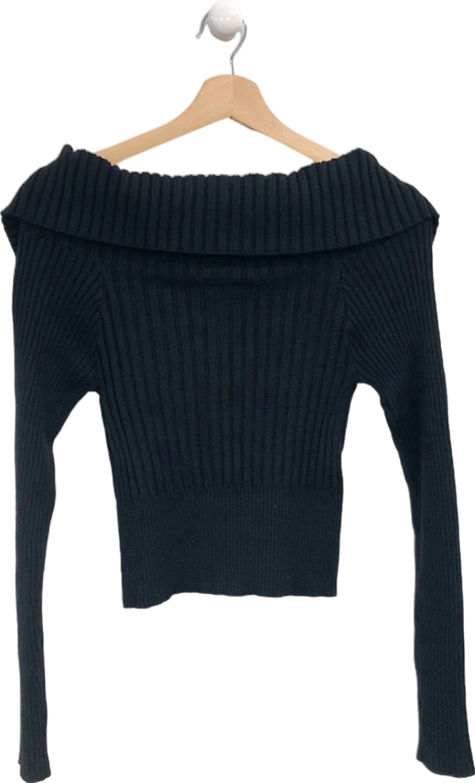Urban Outfitters Black Ribbed Zip-Up Jumper UK M