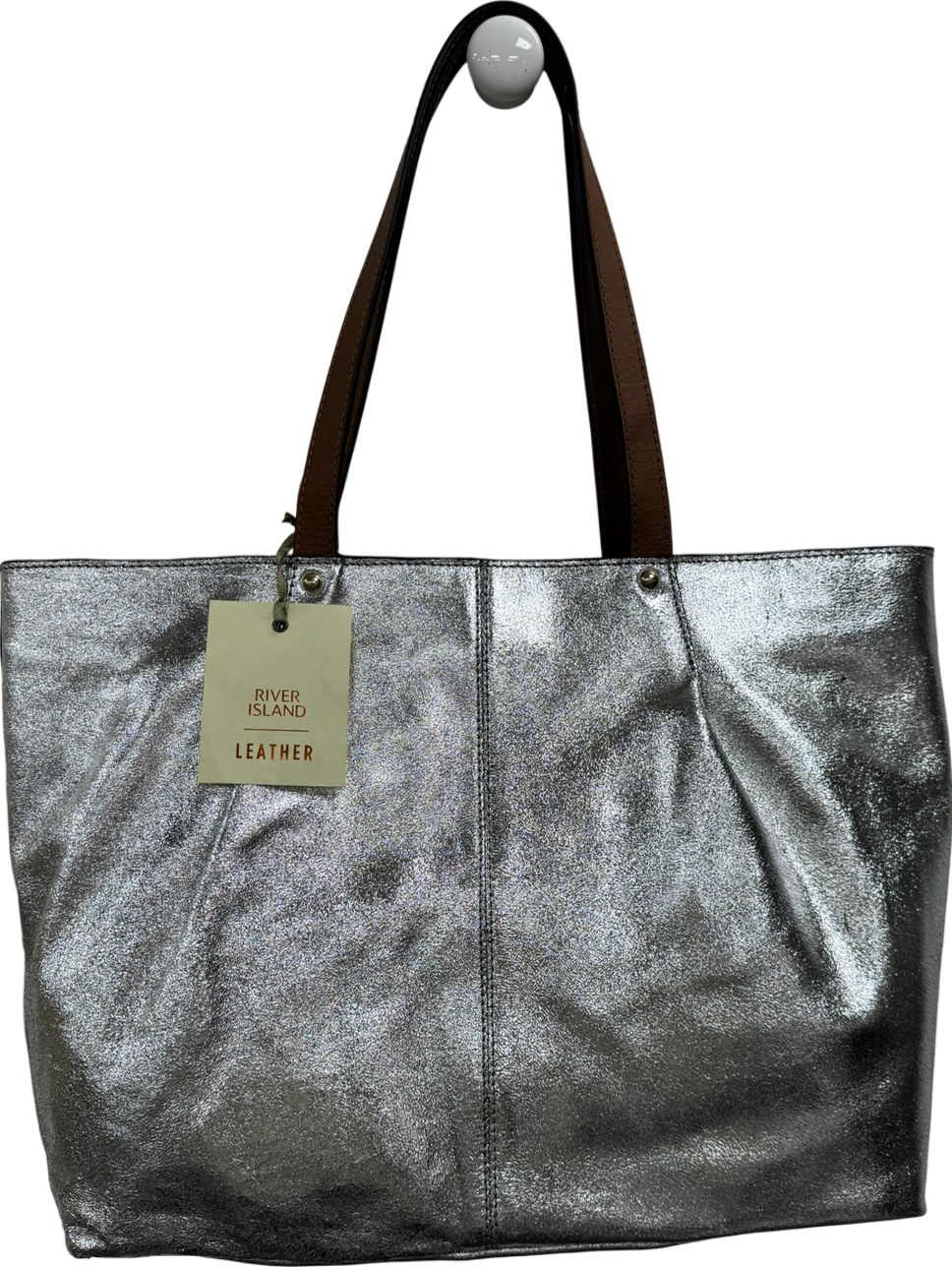 River Island Metallic Real Leather Large Tote Bag
