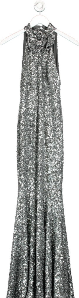 Karen Millen Metallic Sequin Corsage High Split Maxi Dress UK 8