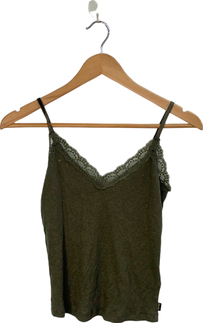 Superdry Olive Green Lace Trim Camisole S/M