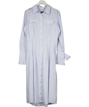 ASOS Blue Mazi Shirt Dress In Pinstripe UK 12