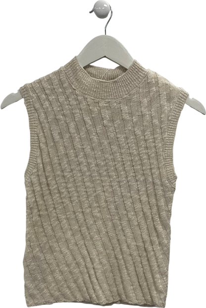 MANGO Cream Knitted Sleeveless Top UK M