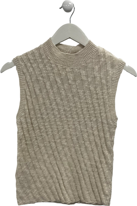 MANGO Cream Knitted Sleeveless Top UK M