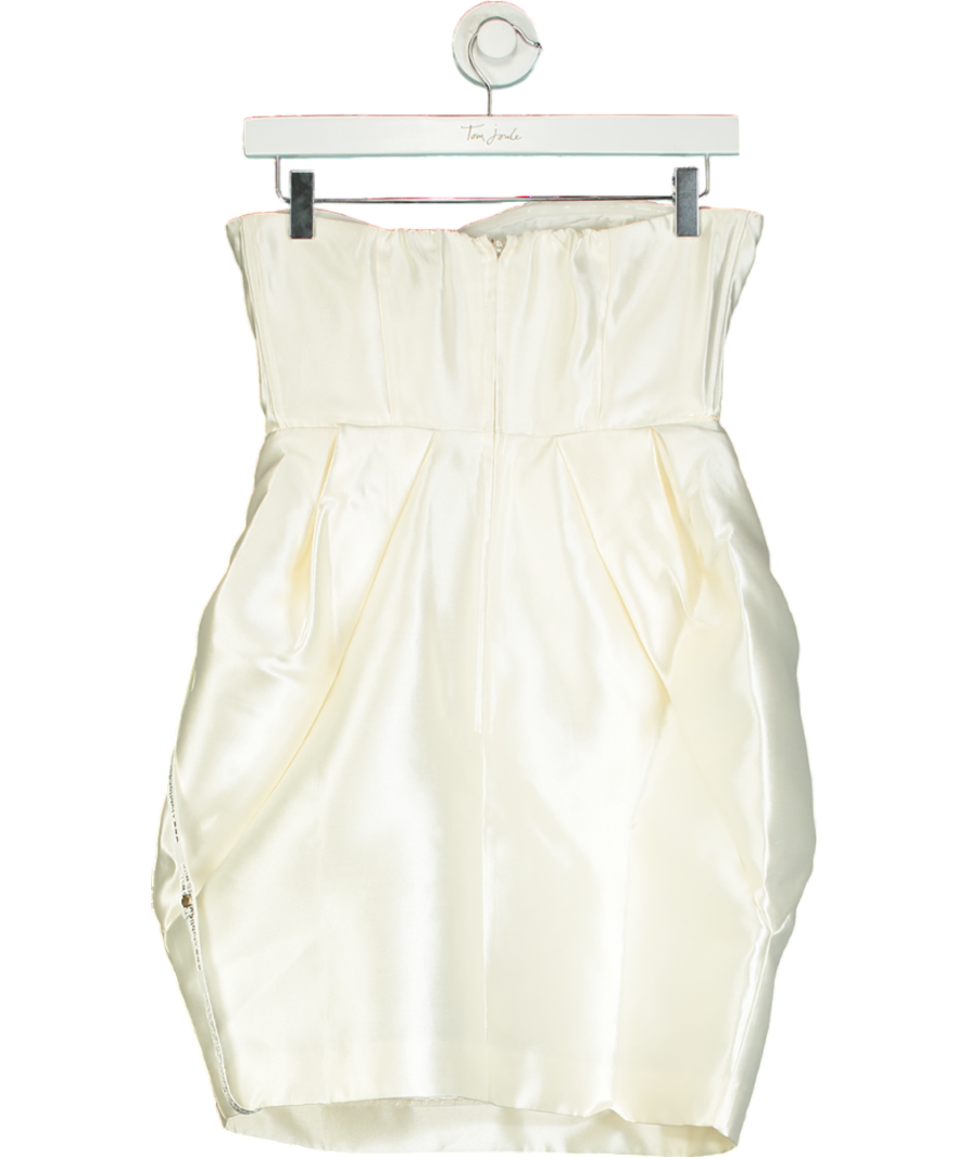 Club L Cream Ivory Bandeau Mini Dress With Tulip Skirt UK 8