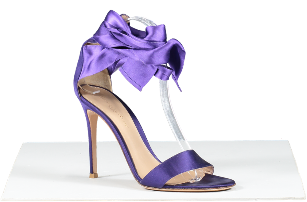 Gianvito Rossi Purple Satin Gala Wrap Open Toe Sandals UK 5 EU 38 👠