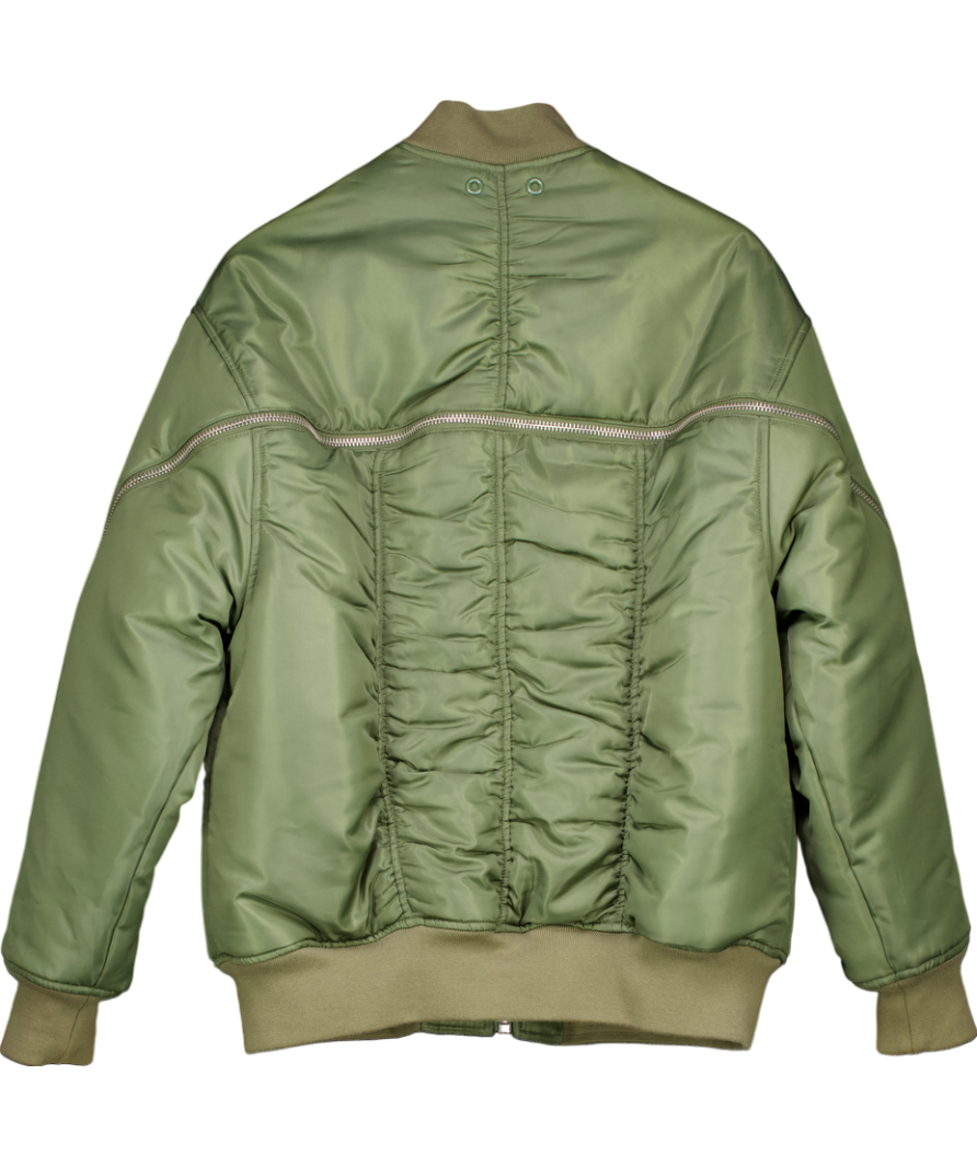 All Saints Green Roomer Asymmetric Zip Up Bomber Jacket UK M