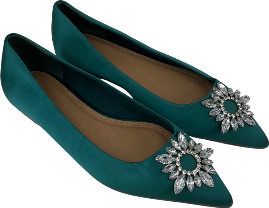 ASOS Green Dimante Embellished Satin Pumps uk 9