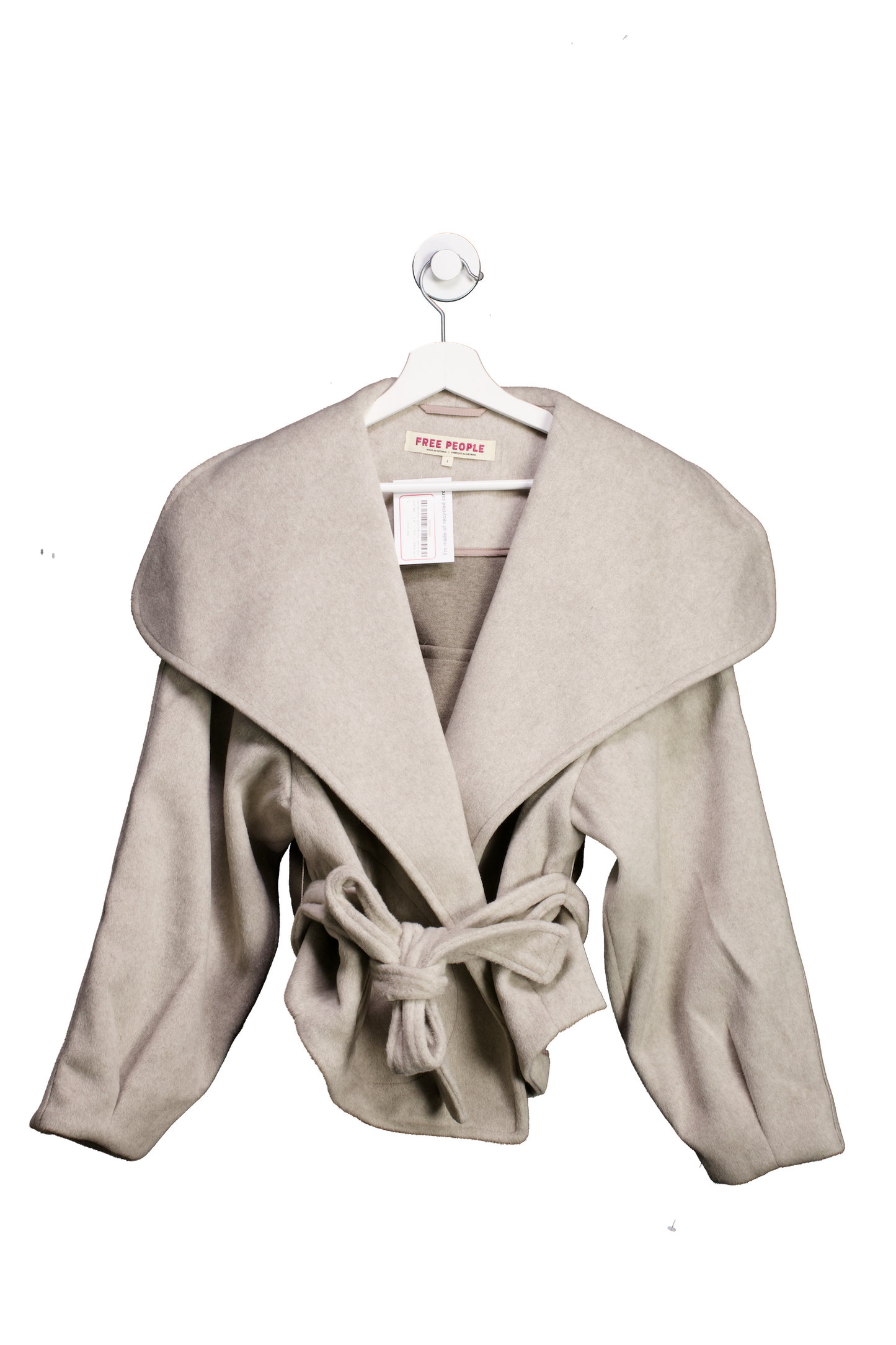 Free People Stone Cashmere-feel Belted Jacket UK L