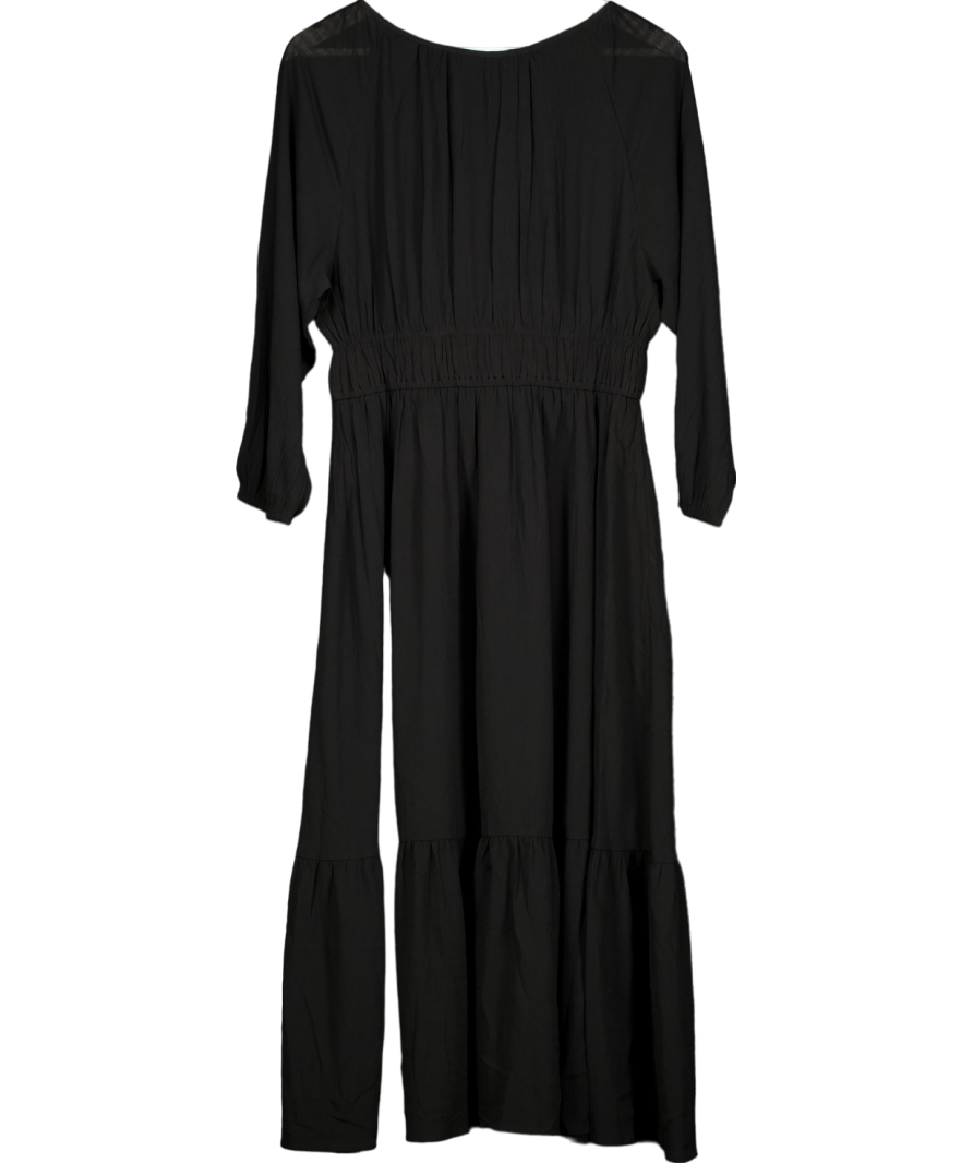 French Connection Black Anna Cora Pleated Button Down Maxi Dress UK XS
