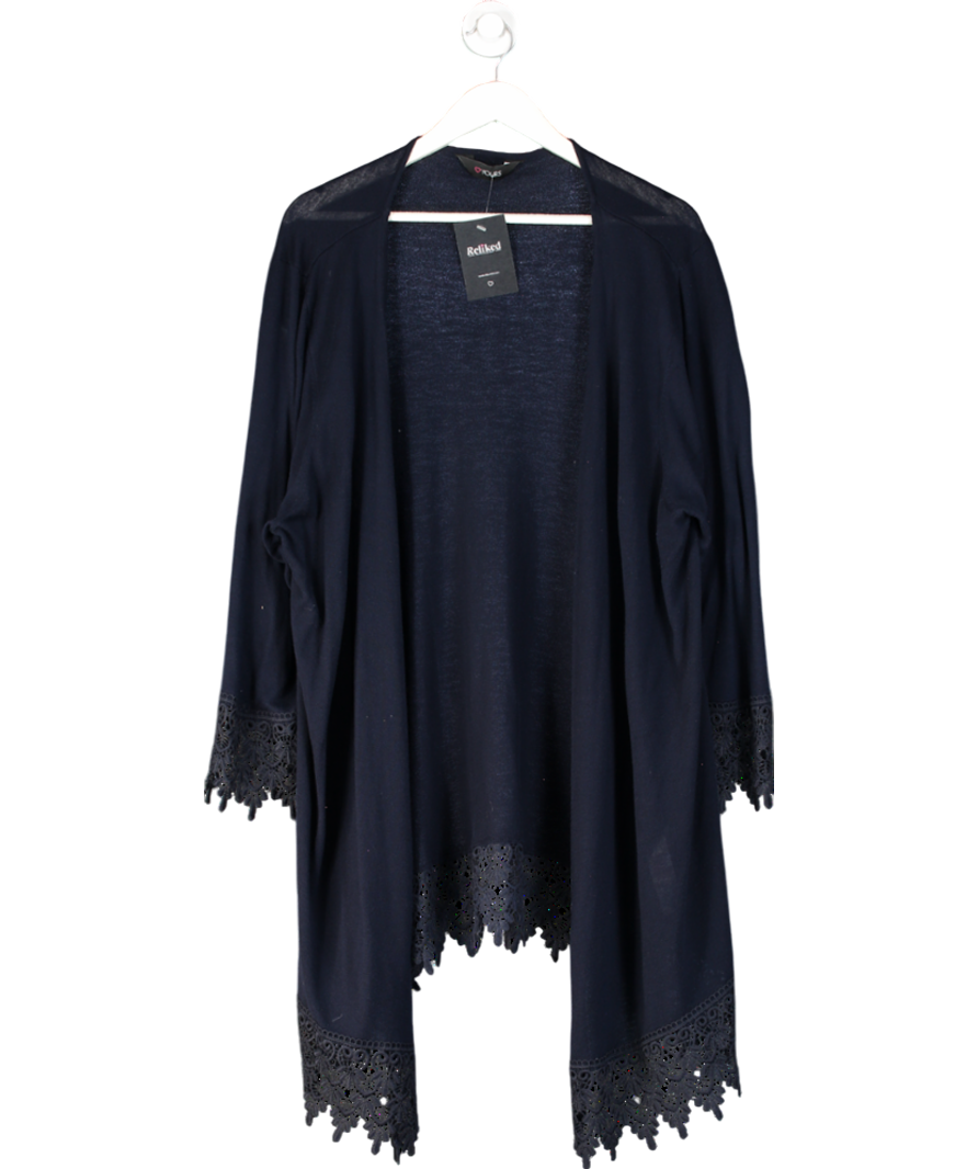 Yours Blue Lace Trimmed Open Cardigan UK 26-28