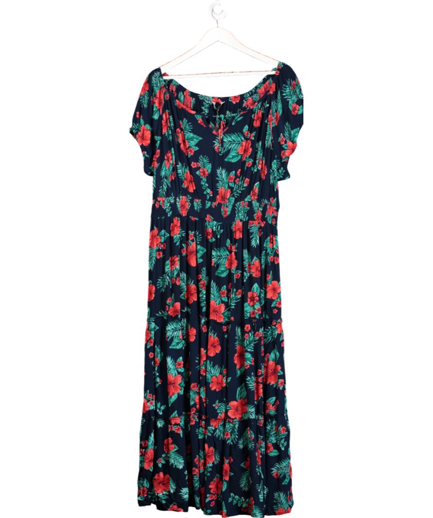 Yours Blue Hibiscus Flower Print Maxi Dress UK 22