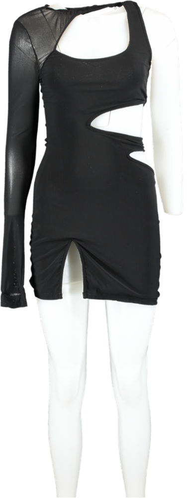 Poster Girl Black Secret Missions Sheer One-sleeve Dress UK S