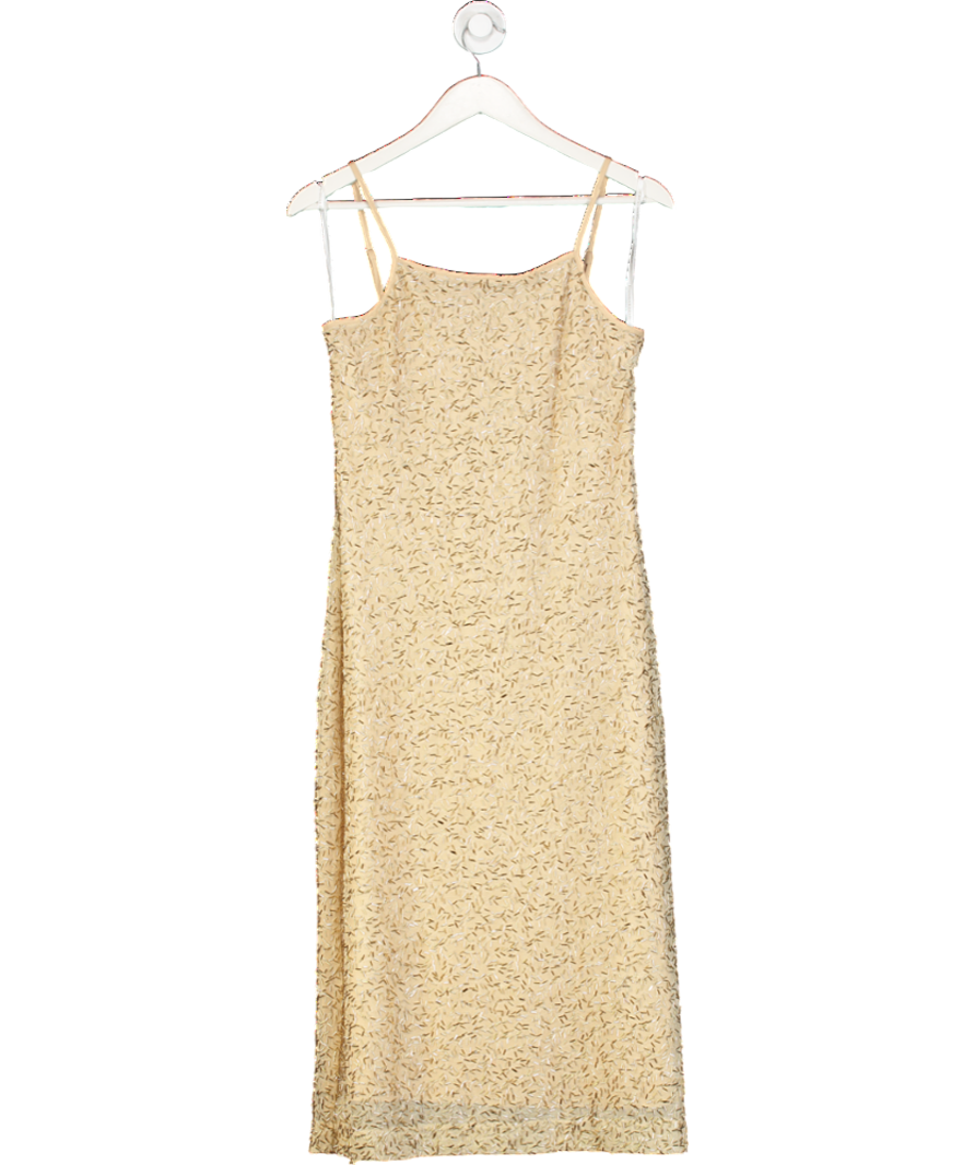 Donna Karan Metallic Bugle Beaded Dress UK S - Reliked Donna Karan Metallic Bugle Beaded Dress UK S - Reliked