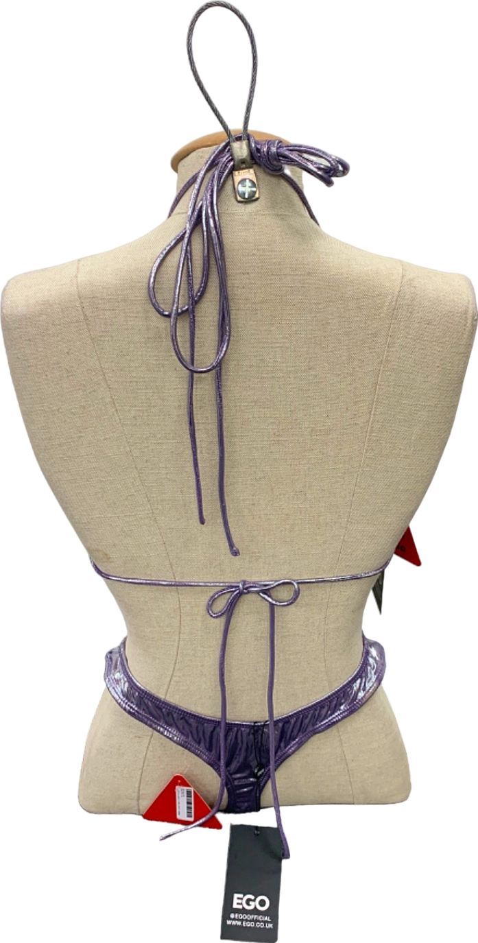 Ego Purple Diamante Metallic Bikini Set UK 8