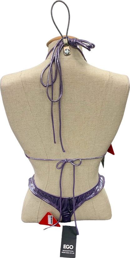 Ego Purple Diamante Metallic Bikini Set UK 8