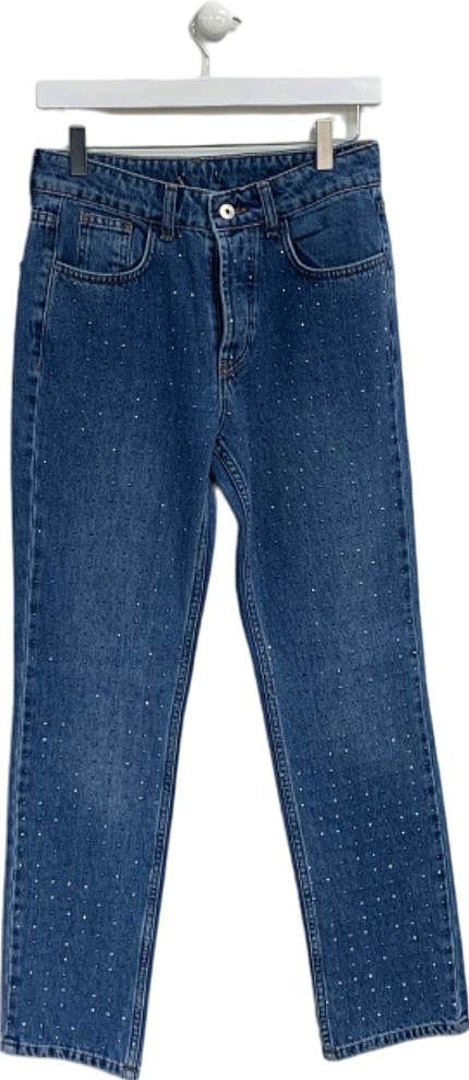 Karen Millen Blue Embellished Straight Leg Jeans UK 8