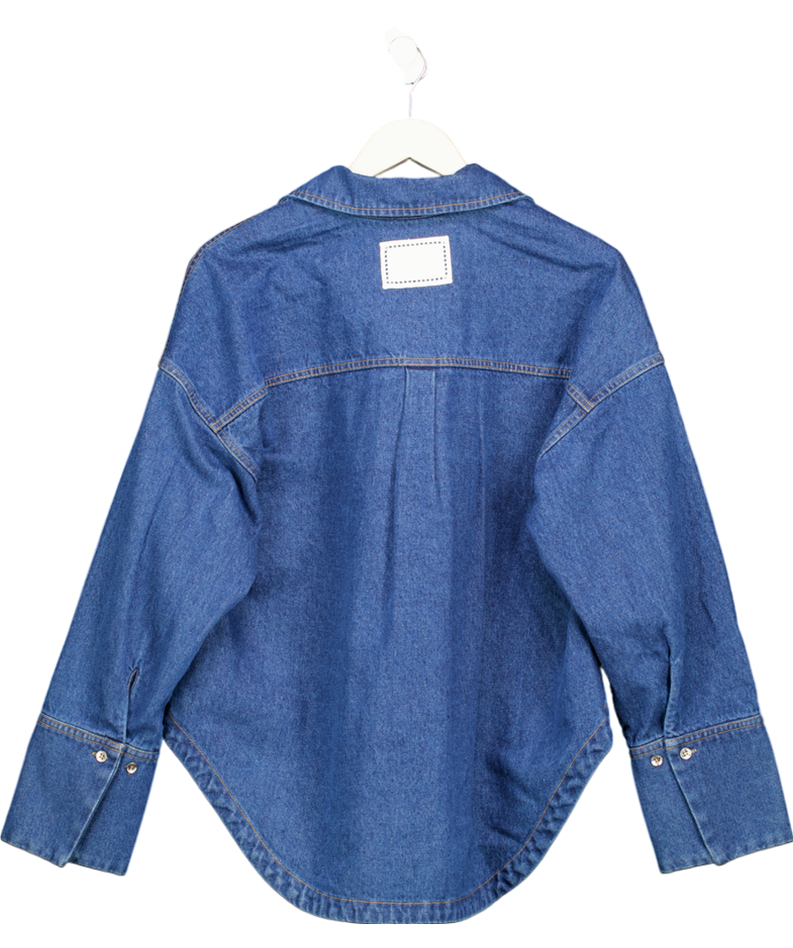 Lounge Apparel Blue Oversized Curved Hem Denim Shirt UK 10