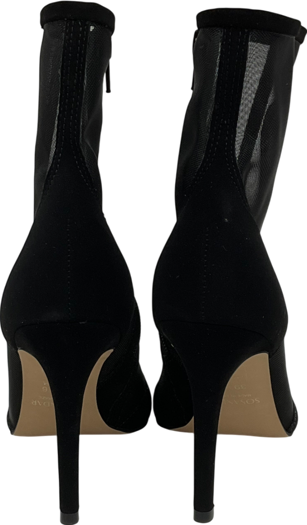 SOSANDAR Black Suede Stiletto With Mesh Panel Ankle Boot UK 6 EU 39 👠