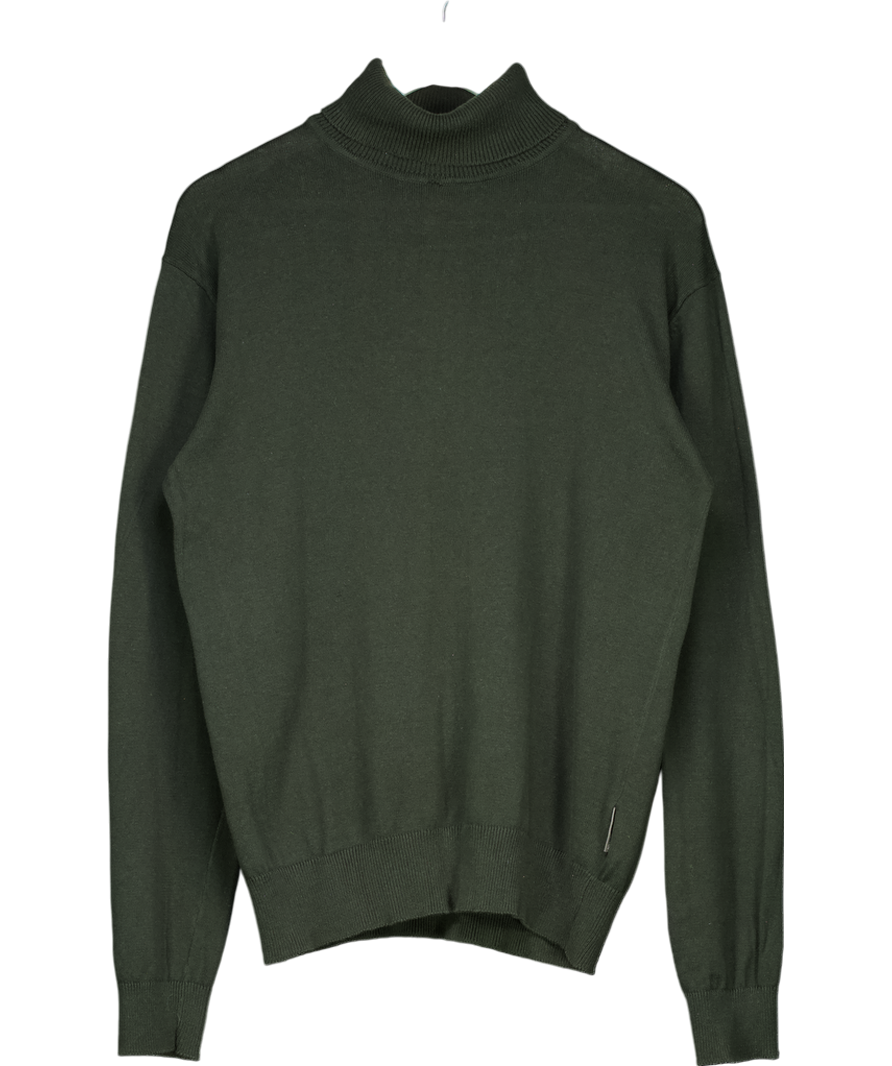 French Connection Green Cotton Roll Neck Jumper UK M