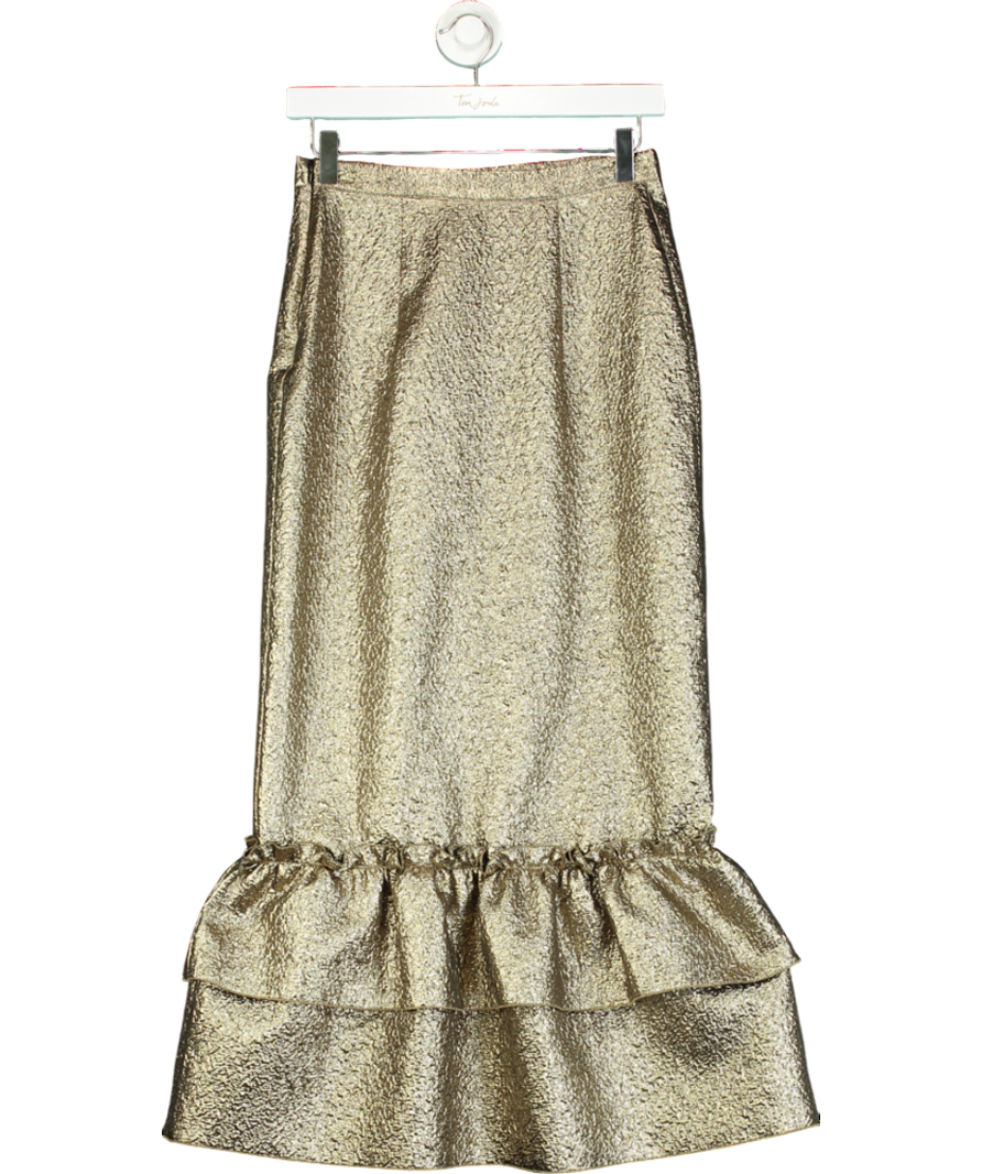 Mint Velvet Metallic Layered Ruffle Hem Midi Skirt UK 8