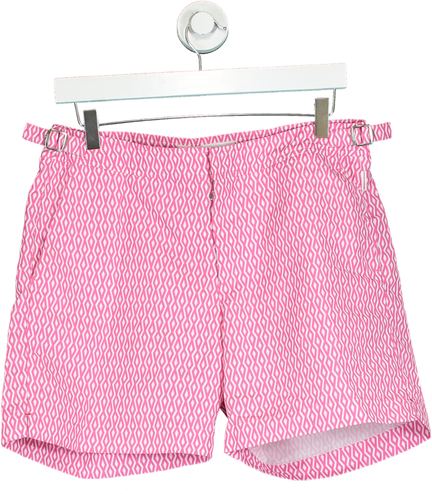 Orlebar Brown Pink Geometric Swim Shorts UK W31