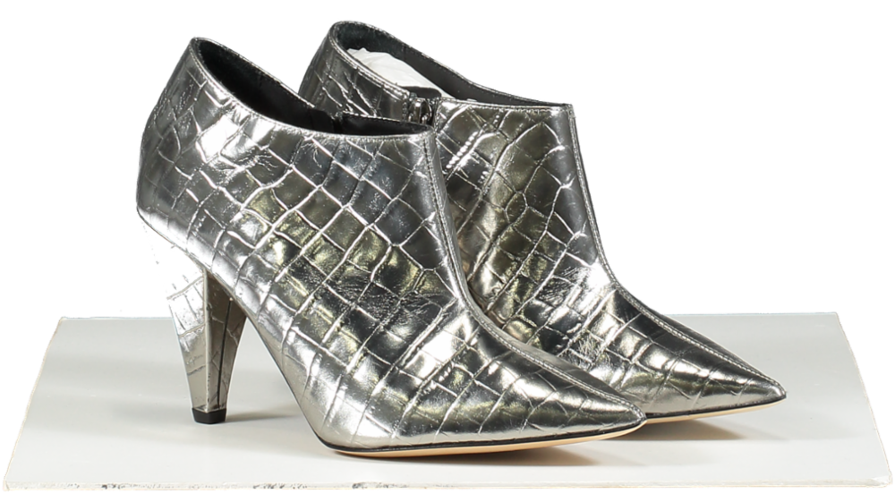 LK Bennett Silver Metallic Heeled Ankle Boots BNIB UK 4 EU 37 👠