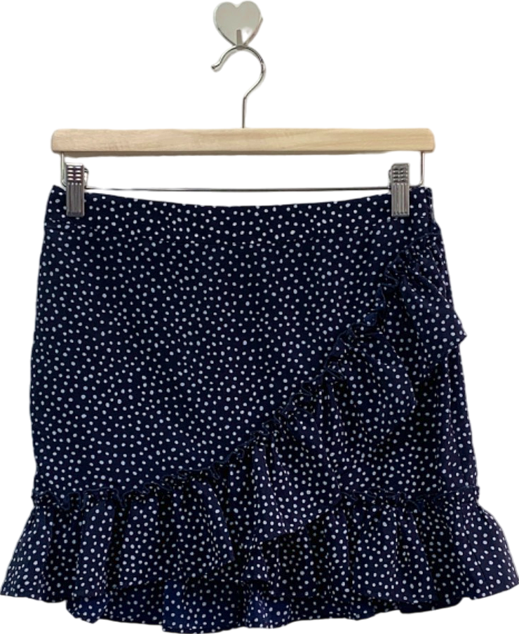 Topshop Navy Polka Dot Ruffled Mini Skirt UK 10