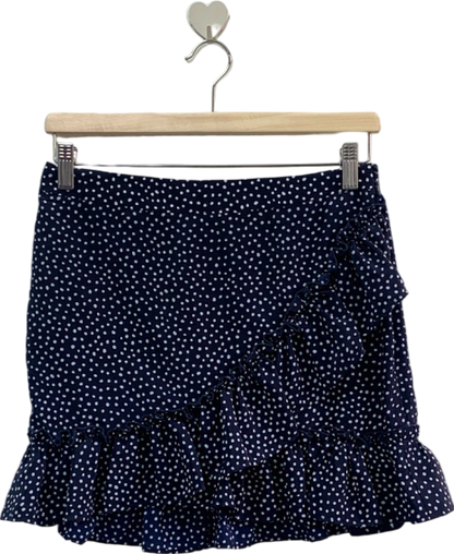 Topshop Navy Polka Dot Ruffled Mini Skirt UK 10