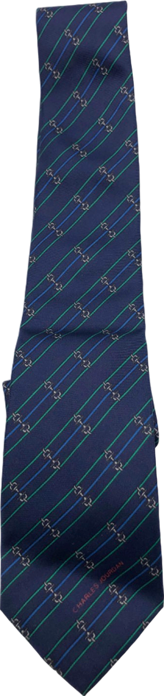 Charles Jourdan Navy Blue Striped Tie