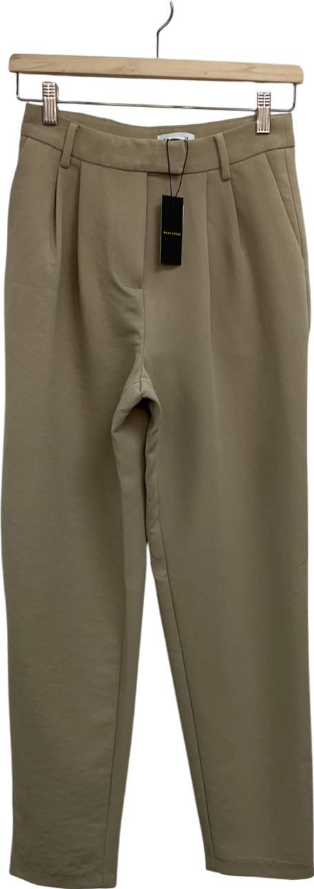 Warehouse Beige Tailored Tapered Trouser UK 6