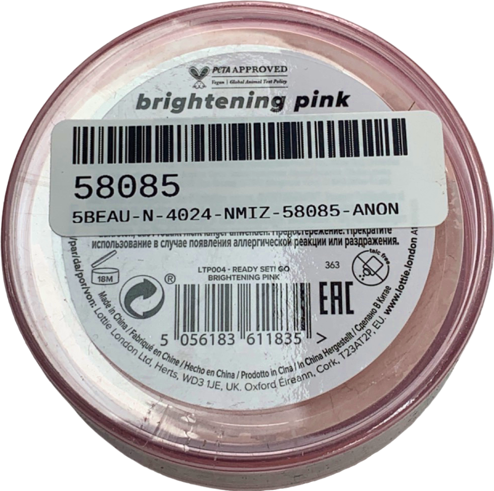 Lottie London Ready Set Go Under Eye Setting Powder Brightening Pink 5g
