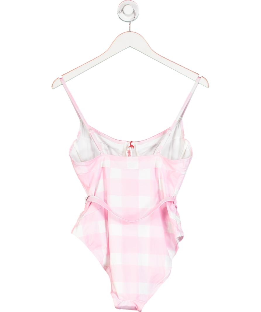 Solid & Striped Pink & White Check Spencer Belted Onepiece Swimsuit UK L
