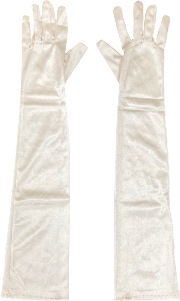 Nude Long Satin Opera Gloves One Size